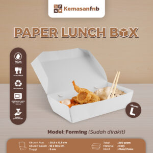 kotak nasi kertas paper lunch box ivory l
