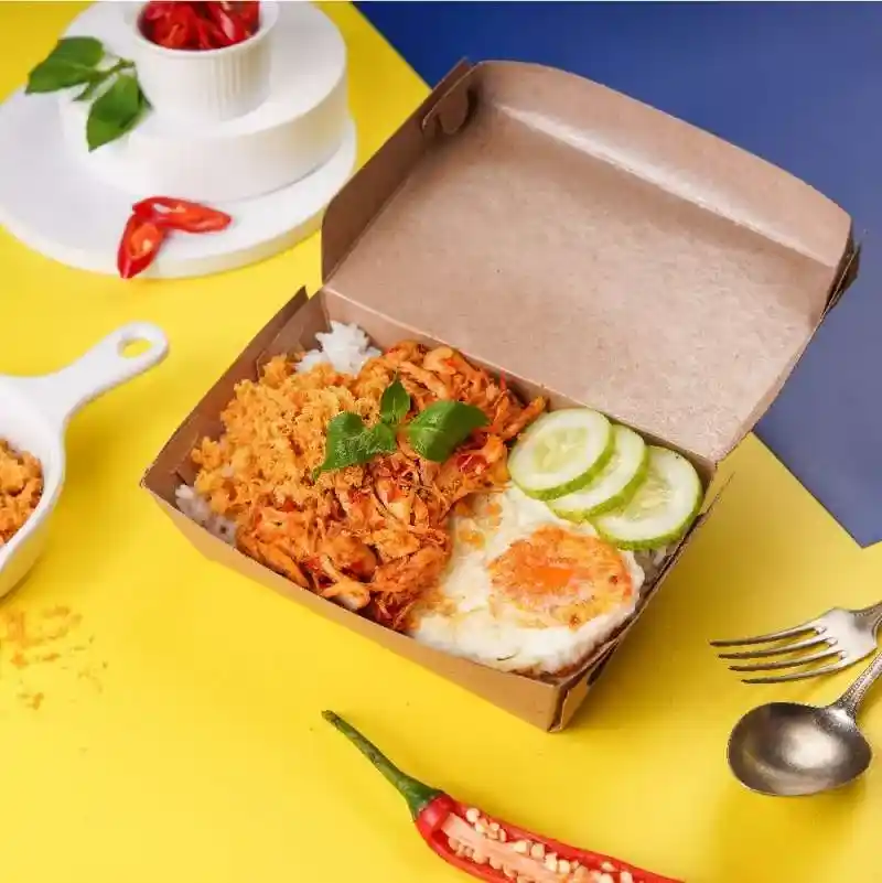 nasi ayam suwir bali, menu nasi kotak harga 15000