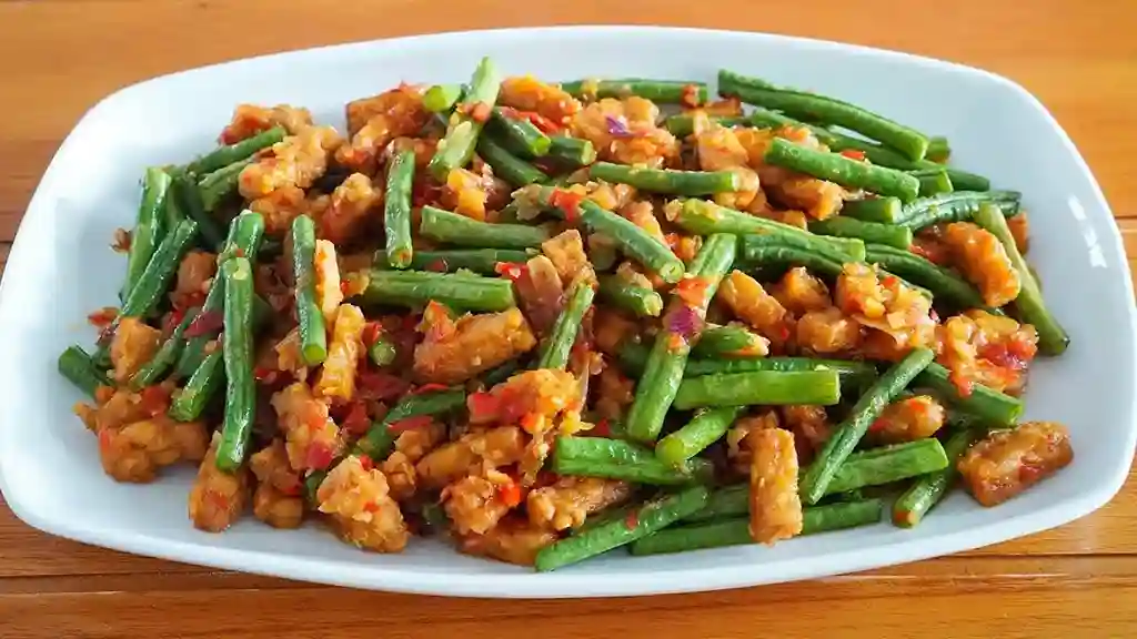 tumis tempe kacang panjang